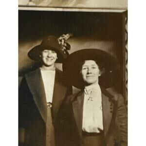 Antique RPPC Postcard Portraits Ephemera Two Women Portrait Greeting Card Sepia